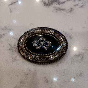 VINTAGE GOLD & BLACK VICTORIAN CATHERINE POPESCO ART DECO PENDANT